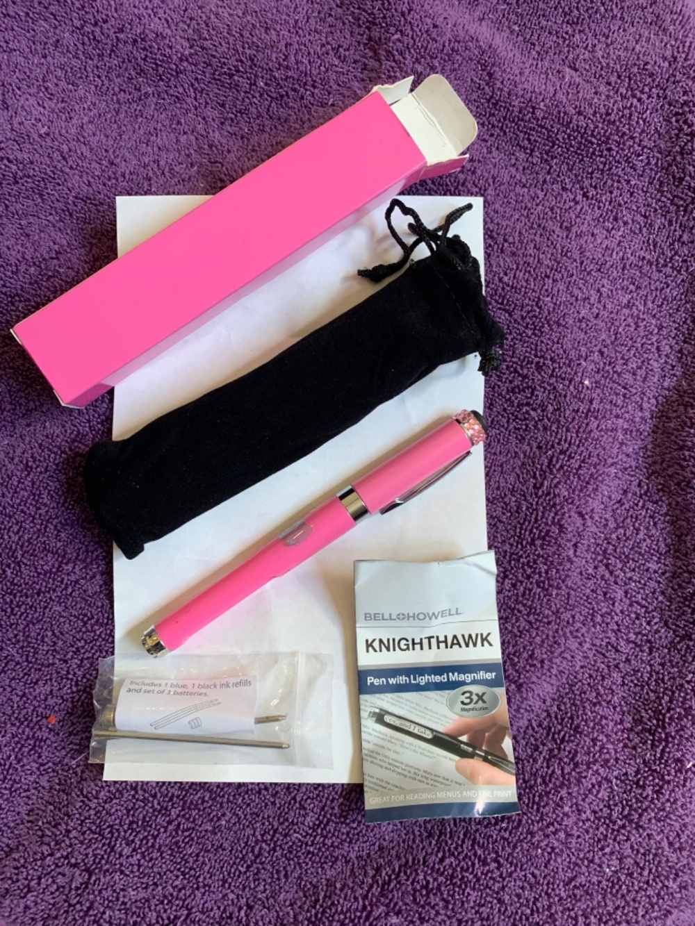 New Knight Hawk Set of 4 Assorted Color Pen with Lighted Magnifier - Picture 7 of 10